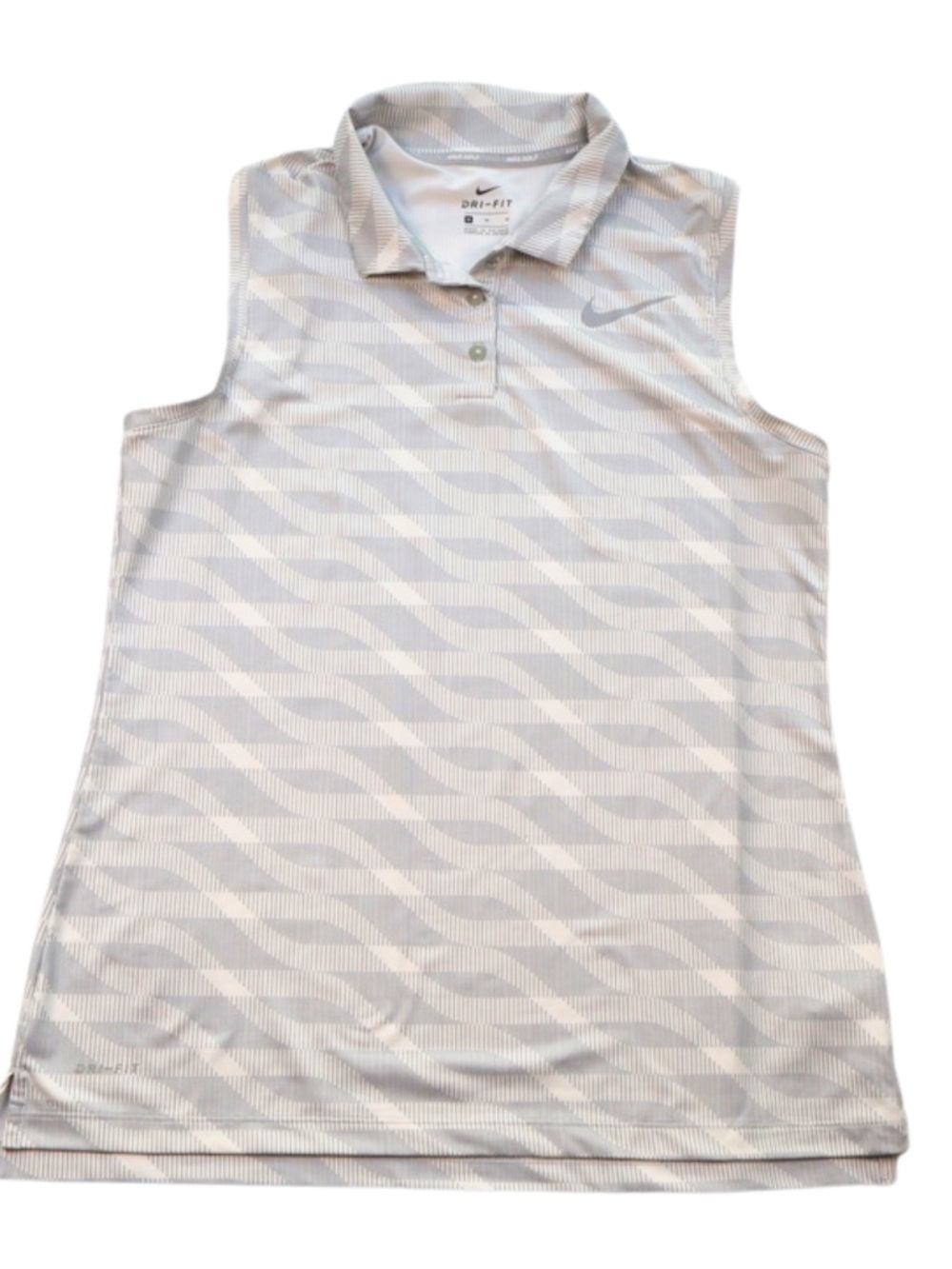 Nike Dri-FIT Sleeveless Polo Tank Light Grey White Athletic Top Size Medium